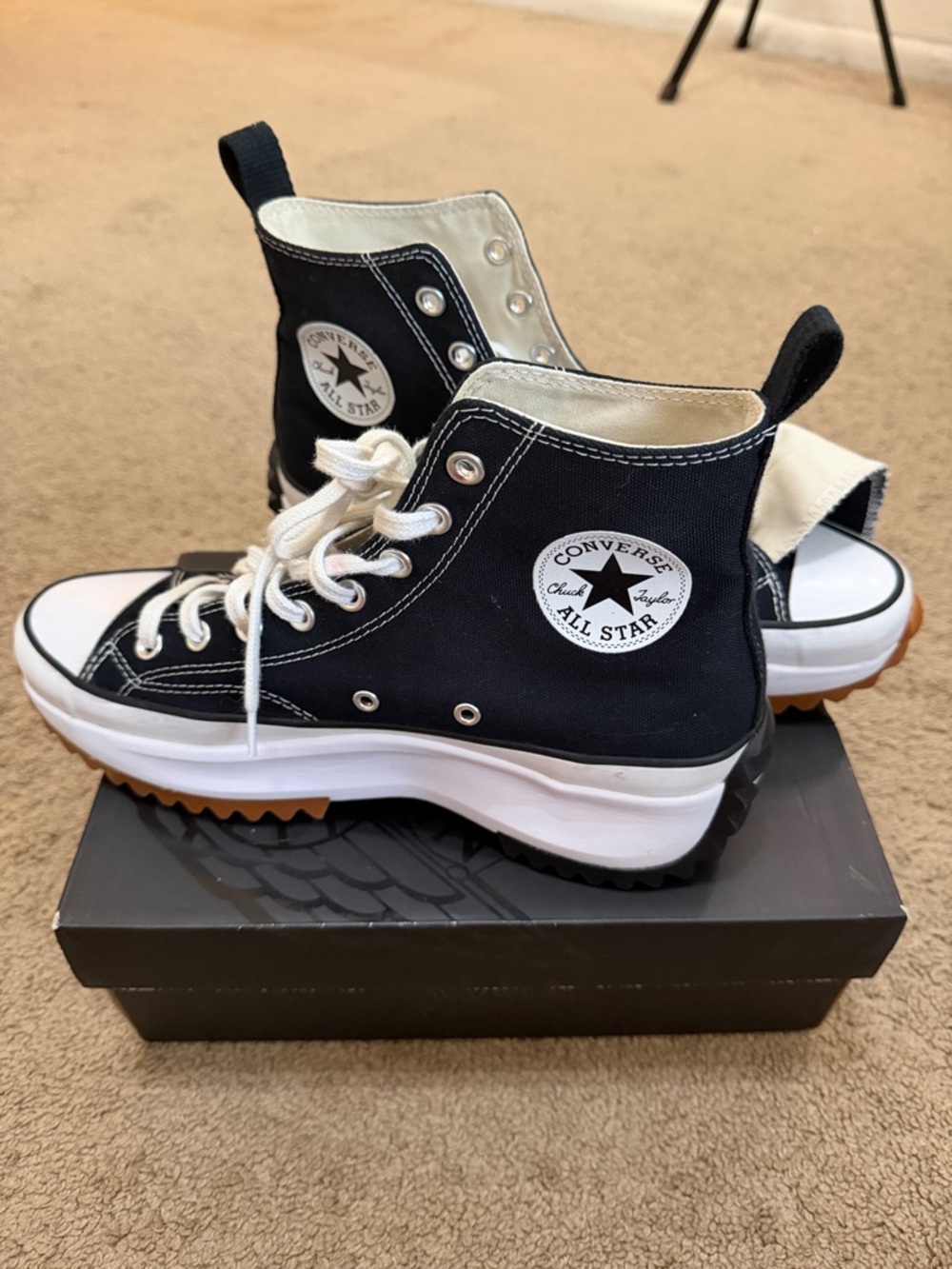 Converse Black and White High-Top Canvas Sneakers - Picture 6 of 7